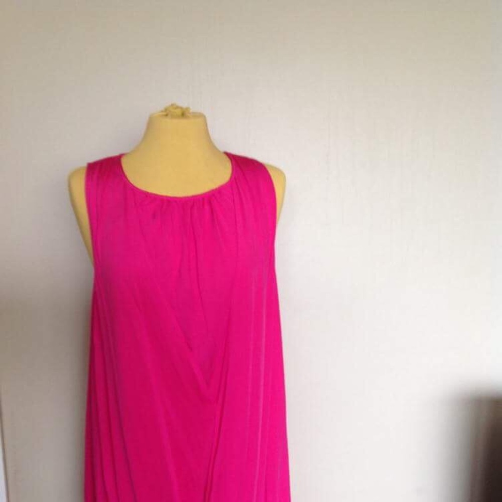 ALICE+OLIVIA L SILK PINK FUCHSIA BUBBLE HEM DRESS
